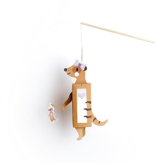 folia 94203 - Laternen Bastelset AUTUMN FRIENDS, ca. 10 x 23 x 33 cm - Bastelmaterial für eine Laterne, gestaltbar als Dackel oder Erdmännchen, Natur Braun