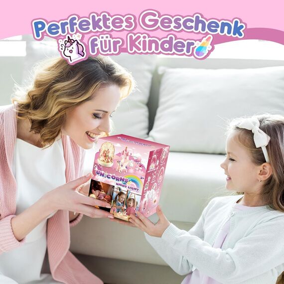 HappyGoLucky Bastelset Kinder - Einhorn Mädchen Spielzeug Geschenk ab 3-10 Jahre - DIY Nachtlicht Kinder - Sockel aus Holz - mit 10+ Zubehörteilen, Personalisierbares Schlafzimmerlicht