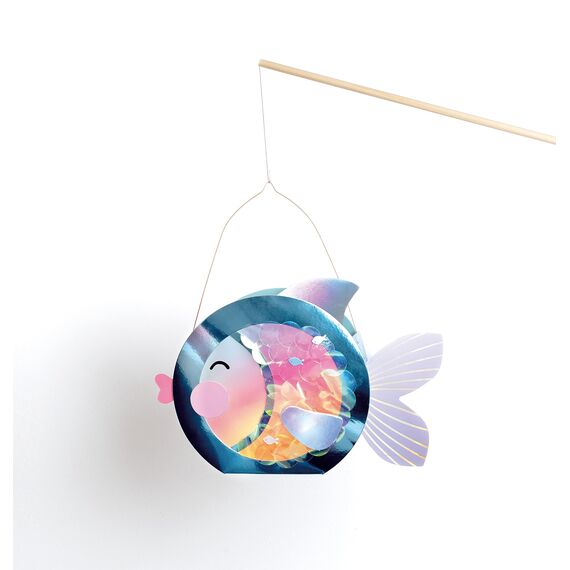 folia 94201 - Laternen Bastelset UNDERWATER DREAMS, ca. 10 x 23 x 33 cm - Bastelmaterial für eine Laterne, gestaltbar als Meerjungfrau oder Kugelfisch