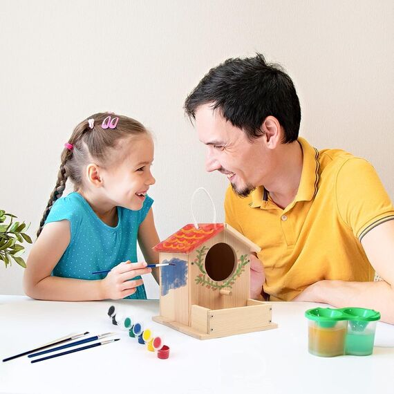 LotFancy Vogelhaus Bausatz für Kinder, Vogelhaus zum bemalen, Holz Bastelset, DIY Basteln Set für Kindergeburtstag, Ostern Geschenke für Mädchen Jungen Kleinkinder