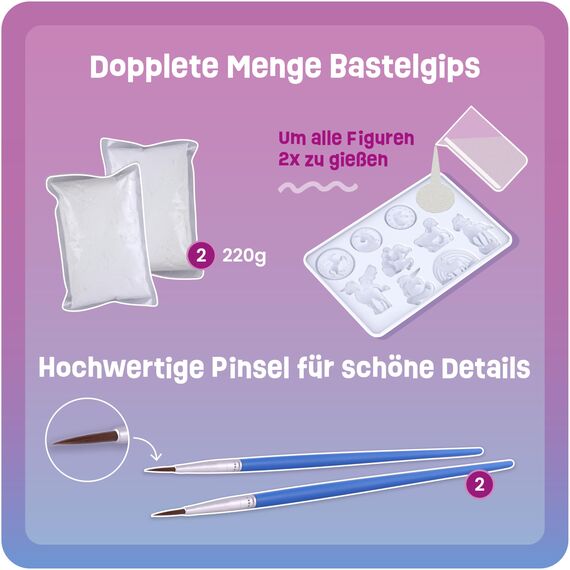 Smowo® Pferde und Einhörner selber gießen und anmalen - Mädchen Bastelset zum Gips giessen mit 10 Figuren für Kinder - Geschenk zum Basteln
