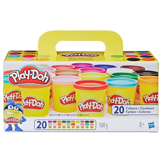 Play-Doh Super Colour Set mit 20 Dosen Modelliermasse (insgesamt 1,6 kg), Bastelset zum gemeinsamen Spielen oder als kreatives, für Kinder ab 3 Jahren
