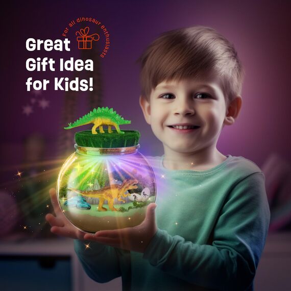 Dinosaurier-Terrarium-Set, Geburtstagsgeschenk für Jungen im Alter von 4, 5, 6, 7, 8–12 Jahren, Dinosaurier Spielzeug Nachtlicht Bastelset, Weihnachts- und Ostergeschenk für Kinder