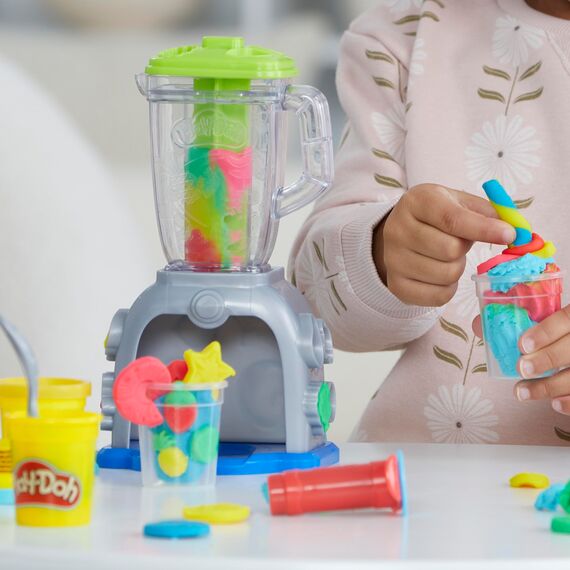 Play-Doh Smoothie Mixer, Bastelset mit Küche, 2 x 57g & 3 x 28g Dosen Bunte Knete für Zutaten, kreatives Spielen für Kinder ab 3 Jahren
