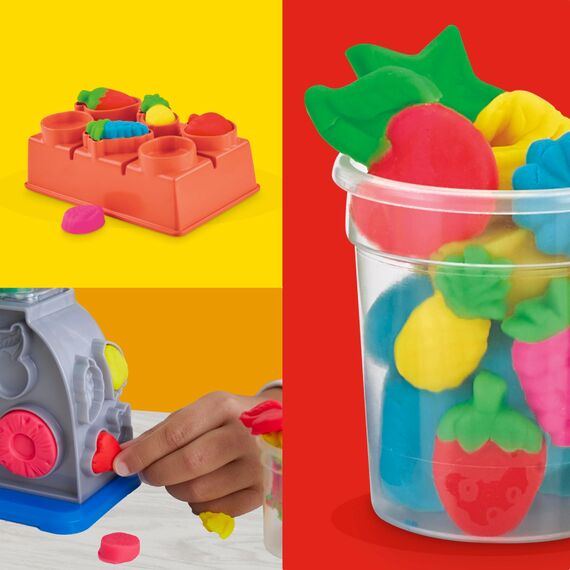 Play-Doh Smoothie Mixer, Bastelset mit Küche, 2 x 57g & 3 x 28g Dosen Bunte Knete für Zutaten, kreatives Spielen für Kinder ab 3 Jahren