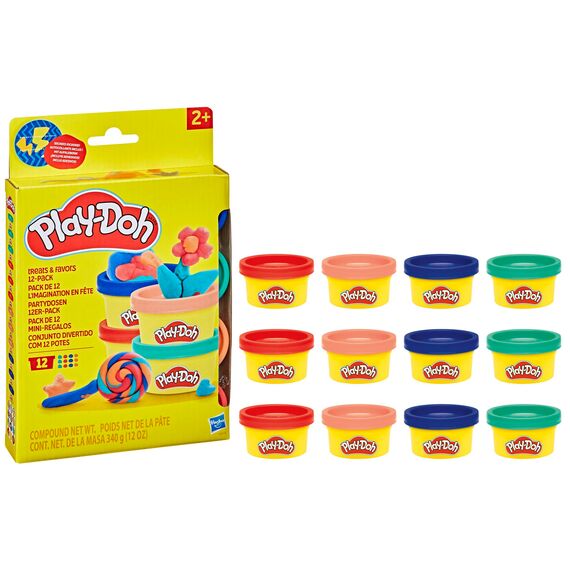 Play-Doh Partydosen 12er-Pack, Knetmasse in verschiedenen Farben (je 28 g pro Dose), Bastel-Set für Mädchen und Jungen ab 3 Jahren, für Kinderpartys, Schule