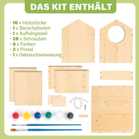 LotFancy Vogelhaus Bausatz für Kinder, Vogelhaus zum bemalen, Holz Bastelset, DIY Basteln Set für Kindergeburtstag, Ostern Geschenke für Mädchen Jungen Kleinkinder