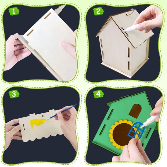 Heyzeibo Vogelhaus Bausatz für Kinder - DIY Set 5 Stück Bastelset für Kinder zu Bauen und Malen, Vogelkasten Basteln Ostern Geschenke für Mädchen Jungen Kleinkinder