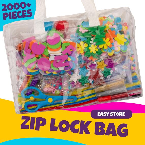 Blue Squid 2000Pcs Bastelset Kinder Kunst DIY bastelkoffer, in Aufbewahrungstasche, bastelsachen, bastelkiste infant ab 4 bis 12 bastelzubehör bastelkoffer mädchen jungen bastelbedarf kinder bastelset