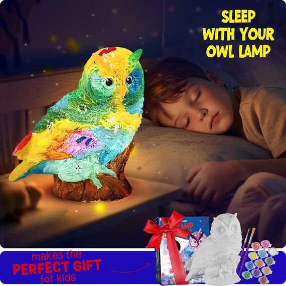Bastelset Kinder Ab 6 Jahre, Eule Lampe Malset, Basteln Mädchen Junge 6-12 Jahre, Geschenk, DIY Kreativ Malen Spielzeug, Geschenkideen