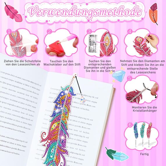 Bastelset Kinder ab 6 Jahre: Diamond Painting Kinder Basteln Geschenke für Mädchen 7 8 9 10 11 12 Jahre Lesezeichen Bastelkoffer Geburtstagsgeschenk Spielzeug ab 5-12 Jahre Mädchen Teenager Erwachsene