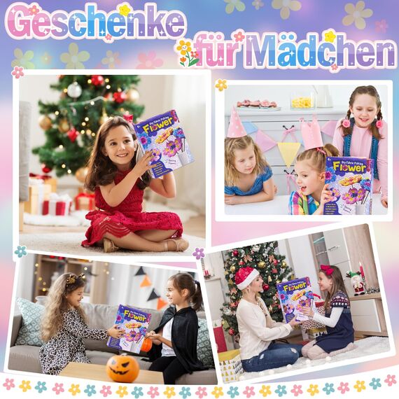Bastelset Kinder ab 6-4-5 Jahre Basteln Mädchen 8 10 6 5 7 Jahre, Geschenke für Mädchen Spielzeug 5-12 Jahre Kindergeburtstag Blumen Bastelkoffer Blumenstrauß mit Pailletten Kreativ Set für Kinder