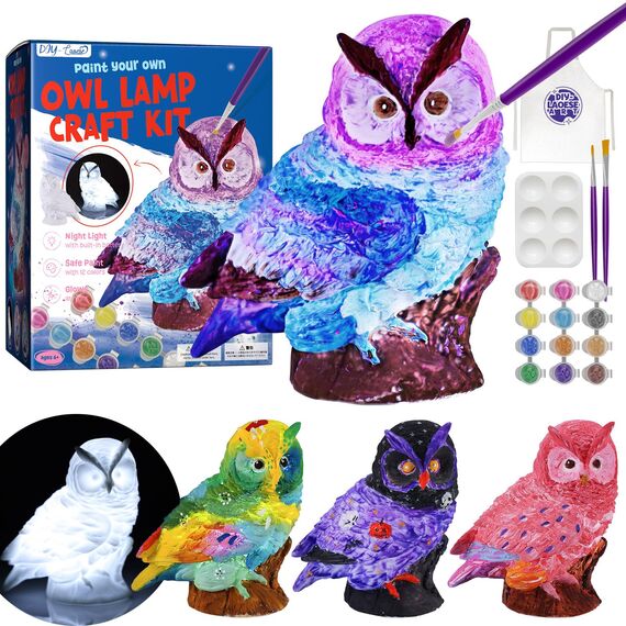 Bastelset Kinder Ab 6 Jahre, Eule Lampe Malset, Basteln Mädchen Junge 6-12 Jahre, Geschenk, DIY Kreativ Malen Spielzeug, Geschenkideen