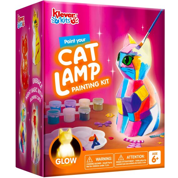 Klever Kits Katze Lampe Bastelset Kinder ab 6+ jahre,Basteln Mädchen ab 6 7 8 9 10 11 12 jahre,Kreatives Geschenke für Mädchen, katz e Spielzeug Kinder,DIY Katze Lampe Malset