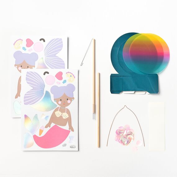 folia 94201 - Laternen Bastelset UNDERWATER DREAMS, ca. 10 x 23 x 33 cm - Bastelmaterial für eine Laterne, gestaltbar als Meerjungfrau oder Kugelfisch