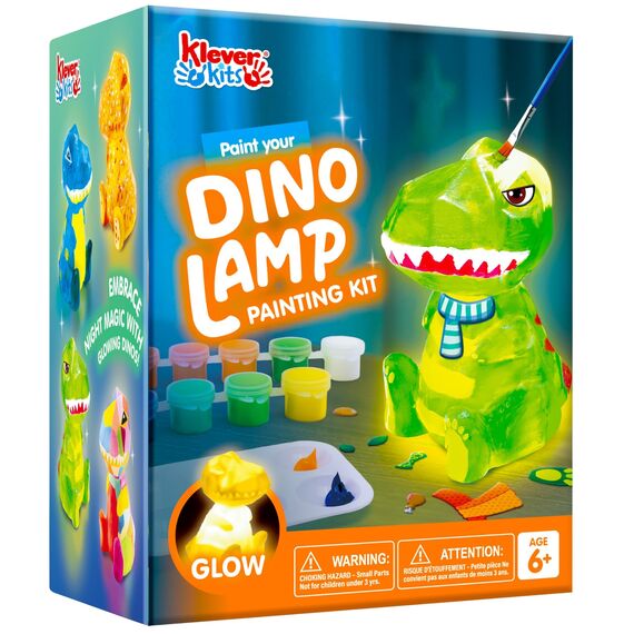 Klever Kits Dinosaurier Lampe Bastelset Kinder ab 6+ jahre,Basteln Mädchen ab 6 7 8 9 10 11 12 jahre,Kreatives Geschenke für Mädchen und Jungen, Dino Spielzeug Kinder,DIY Dino Lampe Malset