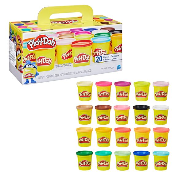 Play-Doh Super Colour Set mit 20 Dosen Modelliermasse (insgesamt 1,6 kg), Bastelset zum gemeinsamen Spielen oder als kreatives, für Kinder ab 3 Jahren