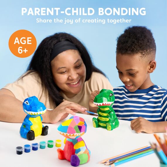 Klever Kits Dinosaurier Lampe Bastelset Kinder ab 6+ jahre,Basteln Mädchen ab 6 7 8 9 10 11 12 jahre,Kreatives Geschenke für Mädchen und Jungen, Dino Spielzeug Kinder,DIY Dino Lampe Malset