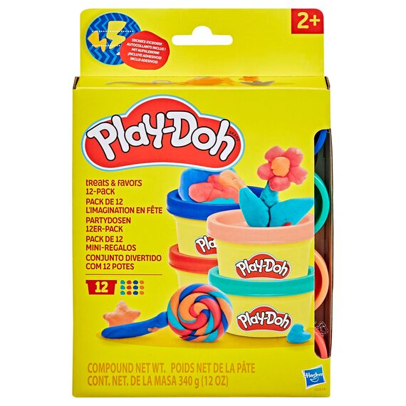 Play-Doh Partydosen 12er-Pack, Knetmasse in verschiedenen Farben (je 28 g pro Dose), Bastel-Set für Mädchen und Jungen ab 3 Jahren, für Kinderpartys, Schule