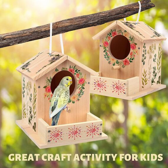 LotFancy Vogelhaus Bausatz für Kinder, Vogelhaus zum bemalen, Holz Bastelset, DIY Basteln Set für Kindergeburtstag, Ostern Geschenke für Mädchen Jungen Kleinkinder