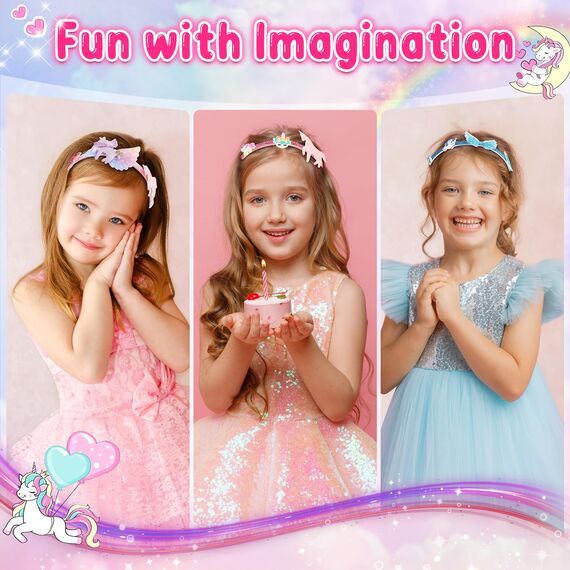 Pourbibi Einhorn Geschenke für Mädchen - Haarreifen Madchen Bastelset Kinder 4 Jahre, Haarschmuck Basteln Mädchen 6 8 jahre, Weihnachten Geschenk 4-6 Geburtstagsgeschenk für 5-8 Jahre Adventskalender