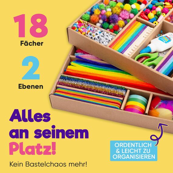 Blue Squid Bastelset für Kinder - 3000Pcs Bastelbox bastelkoffer- Basteln für alter ab 4,5,6,7,8,9,10,11,12 Jahre - Deluxe Bastelsachen, kinder bastelset, bastelpapier set, bastelkoffer bastelmaterial