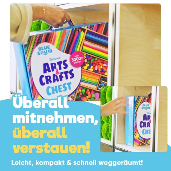 Blue Squid Bastelset für Kinder - 3000Pcs Bastelbox bastelkoffer- Basteln für alter ab 4,5,6,7,8,9,10,11,12 Jahre - Deluxe Bastelsachen, kinder bastelset, bastelpapier set, bastelkoffer bastelmaterial