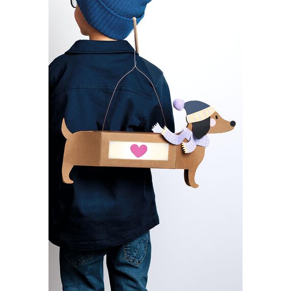 folia 94203 - Laternen Bastelset AUTUMN FRIENDS, ca. 10 x 23 x 33 cm - Bastelmaterial für eine Laterne, gestaltbar als Dackel oder Erdmännchen, Natur Braun