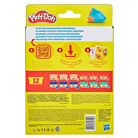 Play-Doh Partydosen 12er-Pack, Knetmasse in verschiedenen Farben (je 28 g pro Dose), Bastel-Set für Mädchen und Jungen ab 3 Jahren, für Kinderpartys, Schule