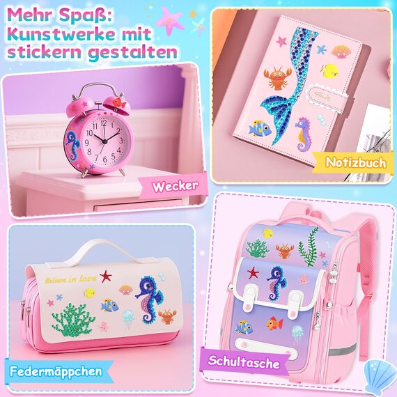 Dikence Bastelset Kinder ab 6 Jahre, Basteln Mädchen 6 8 10 Jahre Trinkflasche Geschenk Mädchen 5-6-7-8-9 Jahre Meerjungfrau Diamond Painting Kinder Spielzeug ab 4-12 Jahre Geburtstags geschenk