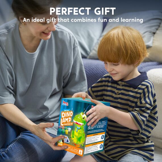 Klever Kits Dinosaurier Lampe Bastelset Kinder ab 6+ jahre,Basteln Mädchen ab 6 7 8 9 10 11 12 jahre,Kreatives Geschenke für Mädchen und Jungen, Dino Spielzeug Kinder,DIY Dino Lampe Malset