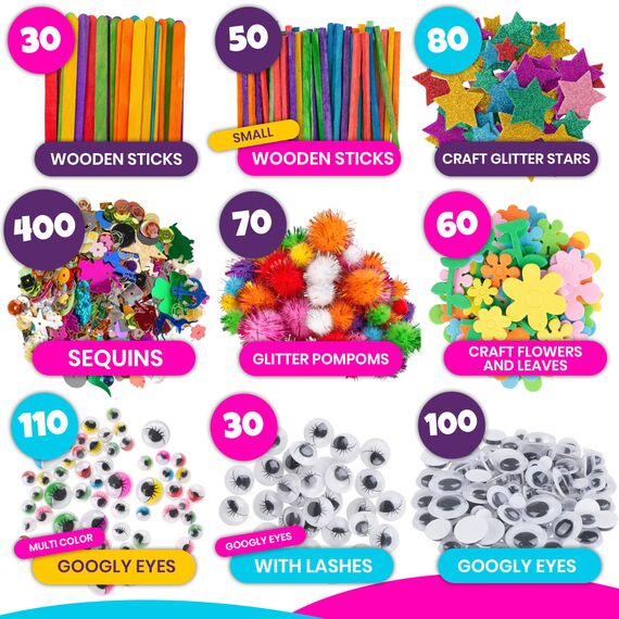 Blue Squid 2000Pcs Bastelset Kinder Kunst DIY bastelkoffer, in Aufbewahrungstasche, bastelsachen, bastelkiste infant ab 4 bis 12 bastelzubehör bastelkoffer mädchen jungen bastelbedarf kinder bastelset