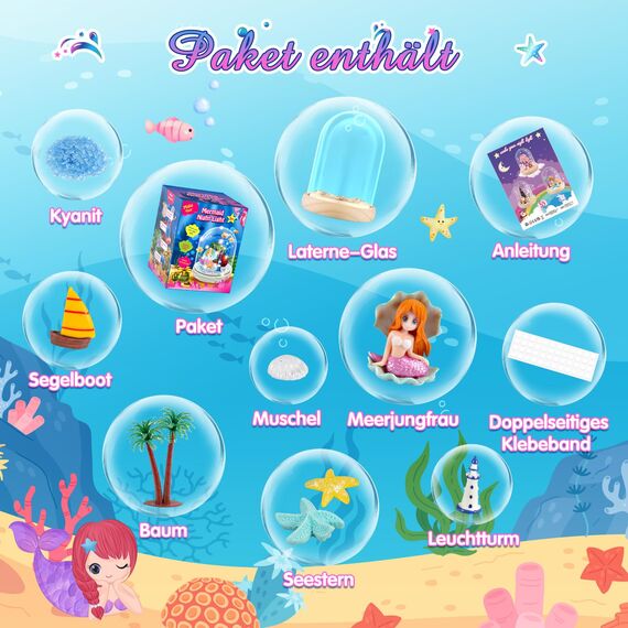 Dislocati Mädchen Geschenke 5 6-10 Jahre,Bastelset Kinder 4 5 6-10 Jahre Meerjungfrau Spielzeug für 3-8 Jahre Mädchen Kinder Nachtlicht Spielzeug ab 5-10 Jahre Mädchen Kinder Geschenke