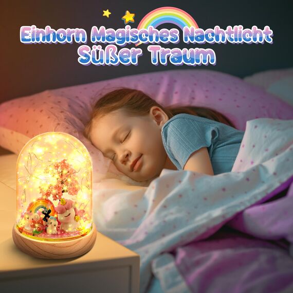 Dislocati Mädchen Geschenke 3-10 Jahre,Einhorn Geschenke für Mädchen Bastelset Kinder 4-10 Jahre Kinder Nachtlicht Spielzeug ab 4-10 Jahre Bastelset Geschenke Weihnachten Deko