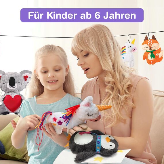 Avenir 6301623 DIY Nähset, Sewing Lama, Bastelset für Kinder, Kreativ-Set, ab 6 Jahren, Leuchtende Farben