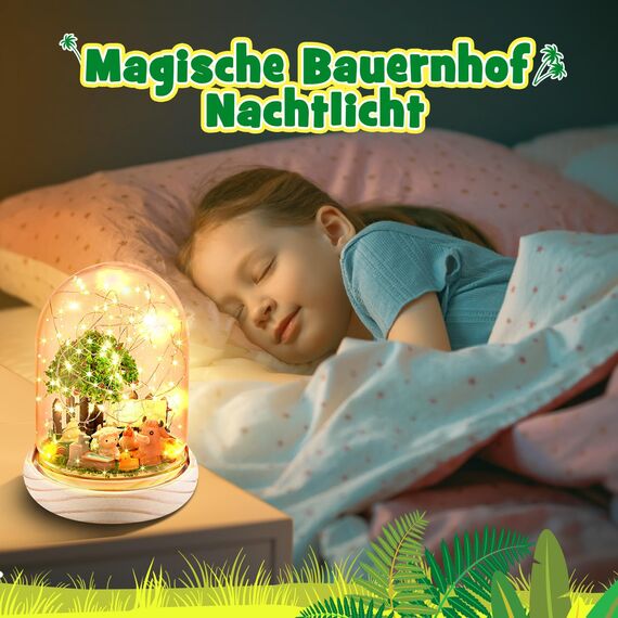 Dislocati Bauernhof Nachtlicht-Set für Mädchen ab 4-10 Jahre, Rot, Miniatur-Bauernhof-Spielzeug, Kinder, Mädchen 4-10 Jahre Geschenke