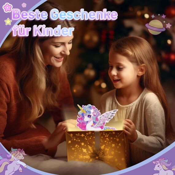 Einhorn Geschenke für Mädchen 5 6 7 8 9 Jahre: Basteln Mädchen 7 8 9 10 Jahre Diamond Painting Nachtlicht Bastelset Kinder ab 6 8 10 Jahren Spielzeug Kinder 5-12 Jahr Coole Geschenkideen Zimmer Deko