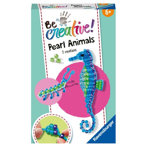 Ravensburger BeCreative Bead Animal Seahorse - Bastelset für Kinder ab 6 Jahren, Perlentiere Seepferdchen basteln für Mädchen und Jungen - 18428 - Geburtstagsgeschenke, Deko selber basteln
