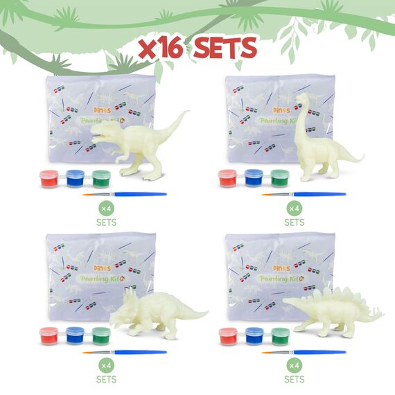 BONNYCO Dinosaurier Mitgebsel Kindergeburtstag, Malset 16 Stück Mitbringsel Kindergeburtstag Gastgeschenke. Kleine Geschenke für Kinder, Dino Pinata Füllung. Give Aways, Basteln für Kinder Jungen