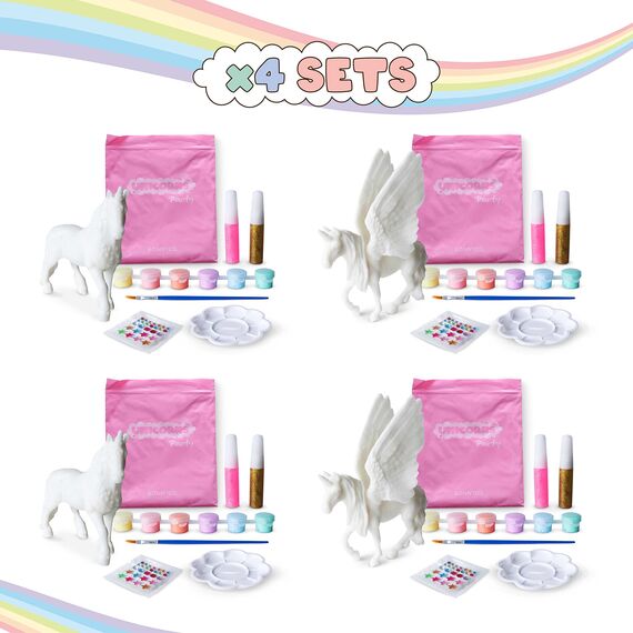 BONNYCO Einhorn Geschenk für Mädchen, Malset 4 Stück Mitgebsel Kindergeburtstag Gastgeschenke. Kleine Geschenke für Kinder, Mitgebsel Kindergeburtstag Mädchen. Pinata Füllung, Einhorn Bastelset