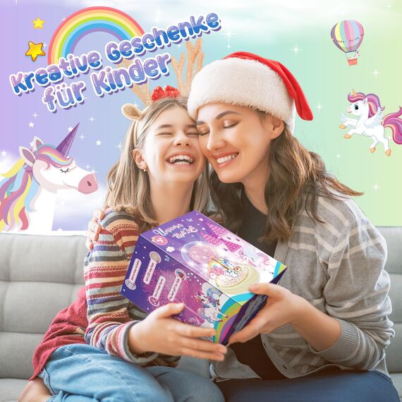 Dislocati Mädchen Geschenke 3-10 Jahre,Einhorn Geschenke für Mädchen Bastelset Kinder 4-10 Jahre Kinder Nachtlicht Spielzeug ab 4-10 Jahre Bastelset Geschenke Weihnachten Deko