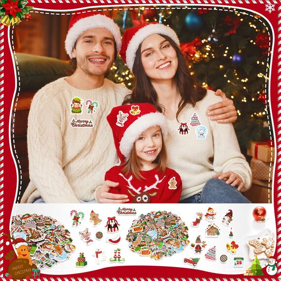 JULBEAR Weihnachts-Schaumstoff-Aufkleber, 300 Stück, Winter, bunt, bedruckt, selbstklebend, Campus-Thema, Schaumstoff-Aufkleber für Kinder, Weihnachten, Party, Basteln, Urlaub, Klassenzimmer