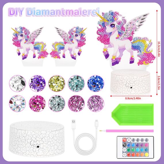 Einhorn Geschenke für Mädchen 5 6 7 8 9 Jahre: Basteln Mädchen 7 8 9 10 Jahre Diamond Painting Nachtlicht Bastelset Kinder ab 6 8 10 Jahren Spielzeug Kinder 5-12 Jahr Coole Geschenkideen Zimmer Deko