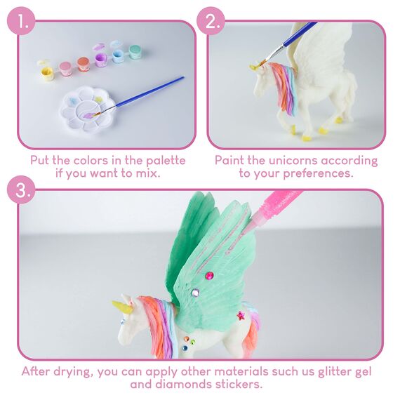 BONNYCO Einhorn Geschenk für Mädchen, Malset 4 Stück Mitgebsel Kindergeburtstag Gastgeschenke. Kleine Geschenke für Kinder, Mitgebsel Kindergeburtstag Mädchen. Pinata Füllung, Einhorn Bastelset