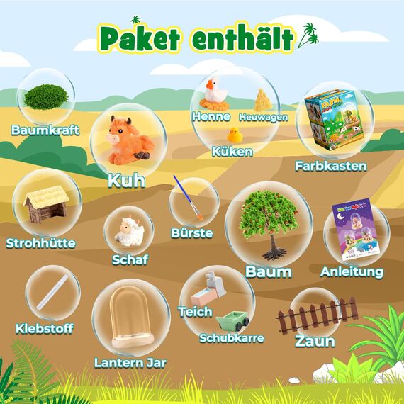 Dislocati Bauernhof Nachtlicht-Set für Mädchen ab 4-10 Jahre, Rot, Miniatur-Bauernhof-Spielzeug, Kinder, Mädchen 4-10 Jahre Geschenke