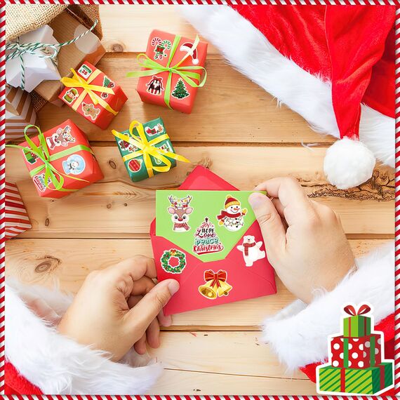 JULBEAR Weihnachts-Schaumstoff-Aufkleber, 300 Stück, Winter, bunt, bedruckt, selbstklebend, Campus-Thema, Schaumstoff-Aufkleber für Kinder, Weihnachten, Party, Basteln, Urlaub, Klassenzimmer