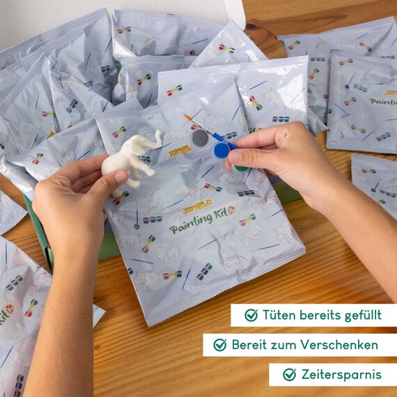 BONNYCO Dschungel Mitgebsel Kindergeburtstag, Malset 16 Stück Mitbringsel Kindergeburtstag Gastgeschenke. Kleine Geschenke für Kinder, Tiere Pinata Füllung. Give Aways, Basteln für Kinder Jungen