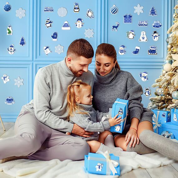 JULBEAR Winter-Schaumstoff-Aufkleber, 300 Stück, Pinguin, Schneemann, Schneeflocken, selbstklebende Schaumstoff-Aufkleber für Kinder, Weihnachten, Party, Geschenke, DIY, Handwerk,