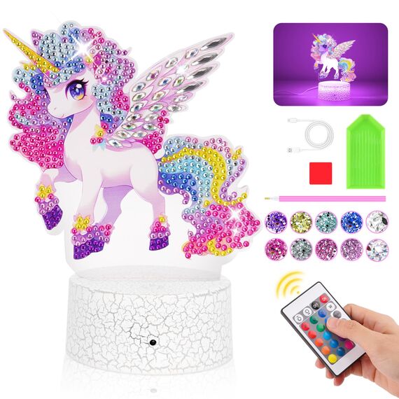 Einhorn Geschenke für Mädchen 5 6 7 8 9 Jahre: Basteln Mädchen 7 8 9 10 Jahre Diamond Painting Nachtlicht Bastelset Kinder ab 6 8 10 Jahren Spielzeug Kinder 5-12 Jahr Coole Geschenkideen Zimmer Deko