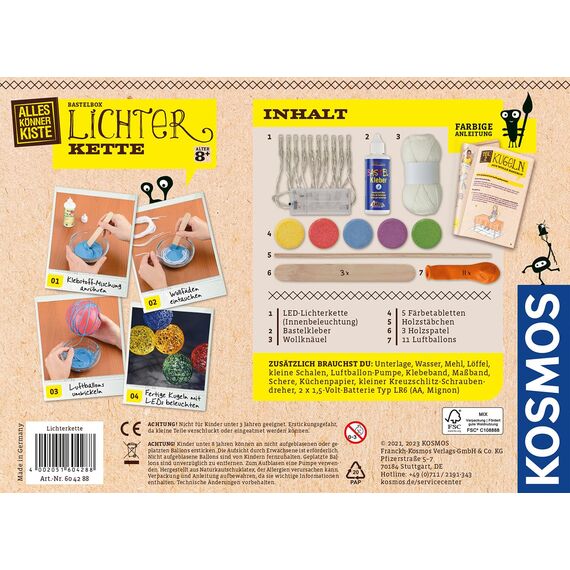 Kosmos 604288 AllesKönnerKiste Lichterkette zum Selbermachen, DIY-Bastelset für Mädchen und Jungen ab 8 Jahren, Geschenk-Set für den Kindergeburtstag, Basteln für Kinder